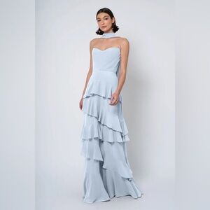 NWOT Jenny Yoo Simon’s Dress with Scarf in Whisper Blue
